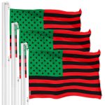 G128 3 Pack: Afro American Black Liberation BLM Flag | 3x5 Ft | LiteWeave Pro Series Printed 150D Poly | Indoor/Outdoor, Vibrant Color, Brass Grommets, Thicker and More Durable Than 100D Polyester