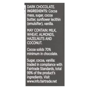 Divine - Bar Chocolate Dark 70% Cocoa - Case of 12 - 3 OZ
