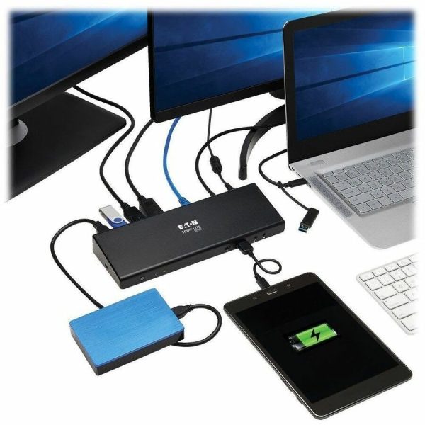 Eaton Tripp Lite Series USB-C Dock, Dual Display - 5K 60 Hz DP, 4K 60 Hz HDMI, USB 3.x (5Gbps), USB-A/C Hub, GbE, 85W PD Charging - Image 2