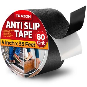 Grip Tape   Heavy Duty Anti Slip Tape for Stairs Outdoor Indoor Waterproof 4Inch x 35Ft Safety Non Skid Roll for Stair Steps Ramp Traction Tread Staircases Grips Adhesive Non Slip Strips Walk Black