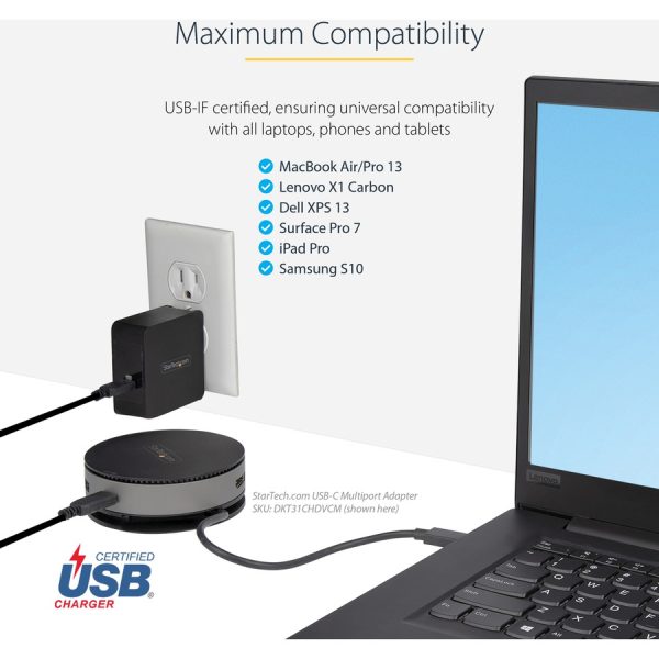 StarTech.com USB C Wall Charger, 60W PD with 6ft/2m Cable, Portable USB Type C Laptop Charger, Universal Adapter, USB IF/ETL Certified - Image 5