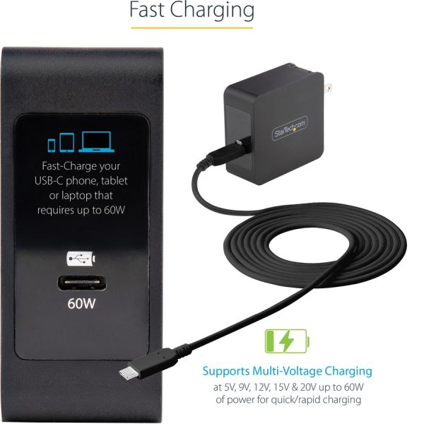 StarTech.com USB C Wall Charger, 60W PD with 6ft/2m Cable, Portable USB Type C Laptop Charger, Universal Adapter, USB IF/ETL Certified - Image 6