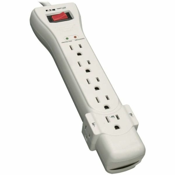 Eaton Tripp Lite Series Protect It! 7-Outlet Surge Protector, 7 ft. Cord with Right-Angle Plug, 2160 Joules, Diagnostic LEDs, Light Gray Housing