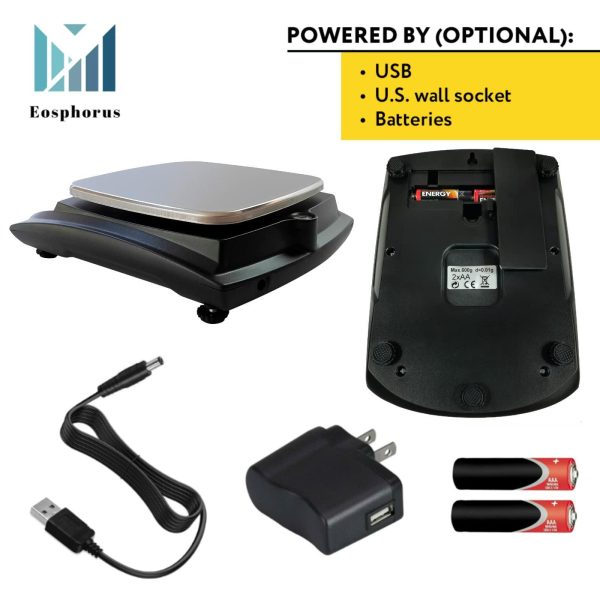 Ounce Carat and Gram Scale 0.01g Accuracy Digital Balance Laboratory Scales Scientific Scale Lab Balance 600g   USB Charger and AC DC Adapter Included - Image 5