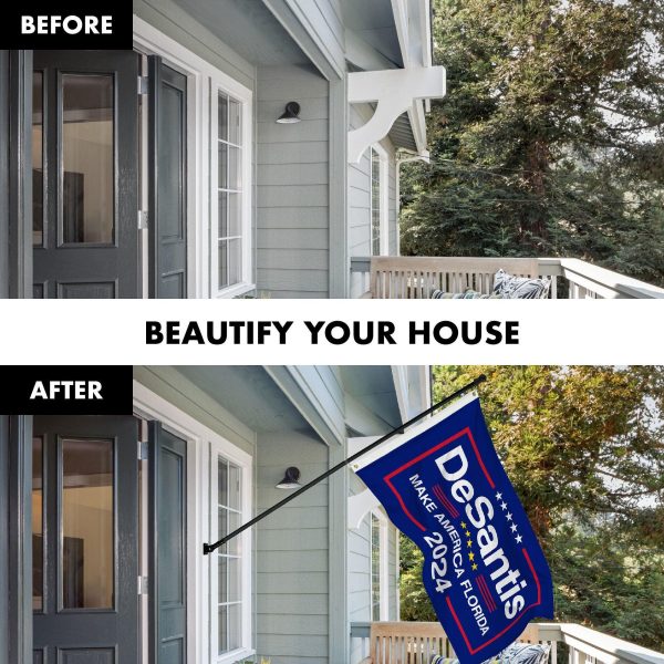 G128 Combo Pack: 6 Ft Tangle Free Aluminum Spinning Flagpole (Black) & DeSantis Election Make America Florida Flag 3x5 Ft, LiteWeave Pro Series Printed 150D Polyester | Pole with Flag Included - Image 3