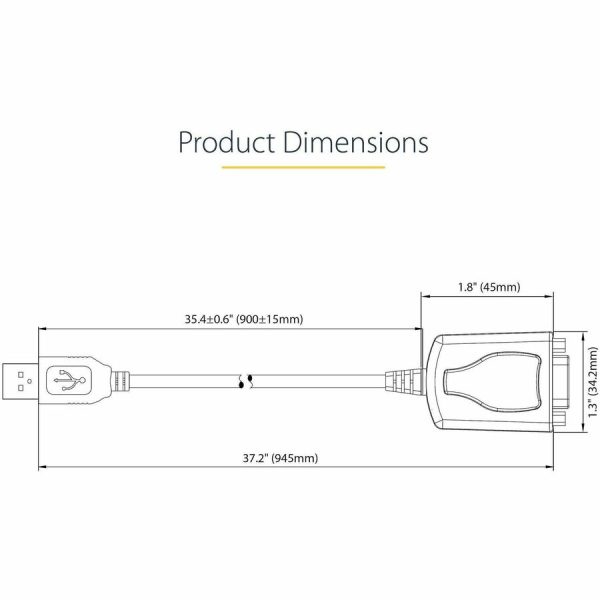 StarTech.com 3ft (1m) USB to Serial Cable with COM Port Retention, DB9 Male RS232 to USB Converter, USB to Serial Adapter, Prolific IC - Image 6