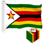 G128 5 Pack: Zimbabwe Zimbabwean Flag | 3x5 Ft | LiteWeave Pro Series Printed 150D Poly | Country Flag, Indoor/Outdoor, Vibrant Colors, Brass Grommets, Thicker and More Durable Than 100D 75D Polyester
