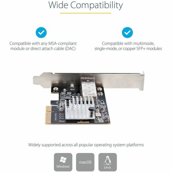 StarTech.com 10G PCIe SFP+ Card, Single SFP+ Port Network Adapter, Open SFP+ for MSA-Compliant Modules/Cables, 10 Gigabit PCIe NIC Card - Image 4