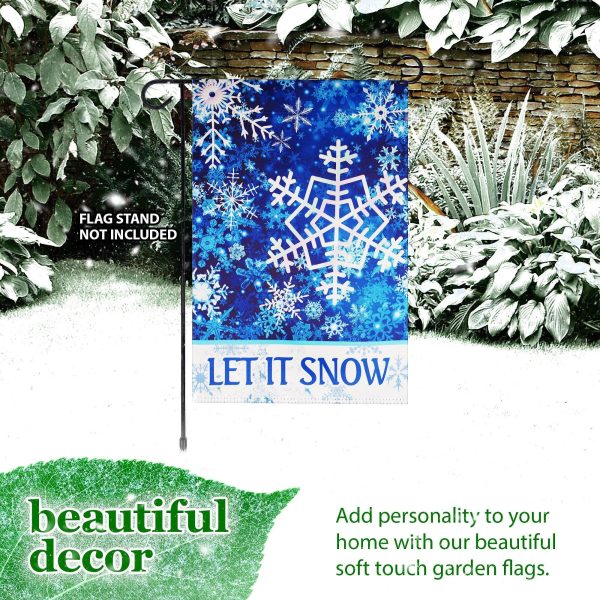 G128 Garden Flag Let It Snow Snowflakes | 12x18 Inch | Printed Blockout Polyester - Christmas Decoration - Image 8