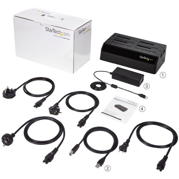 StarTech.com 4-Bay USB 3.0 to SATA Hard Drive Docking Station, 2.5/3.5" SATA III (6Gbps) SSD/HDD Dock, USB Hard Drive Bay, Top-Loading - Image 6