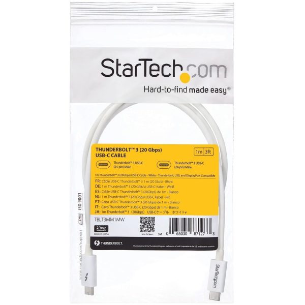 StarTech.com 3.3ft (1m) Thunderbolt 3 Cable, 20Gbps, 100W PD, 4K Video, Thunderbolt-Certified, Compatible w/ TB4/USB 3.2/DisplayPort - Image 7