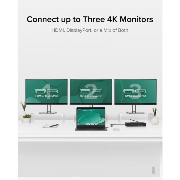 Plugable 12-in-1 USB C Triple Monitor Docking Station, Triple 4K Displays with 3X HDMI or 3X DisplayPort - Image 3