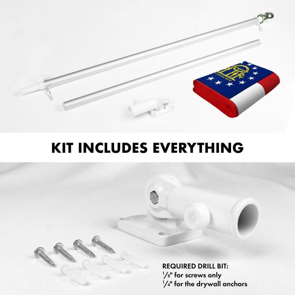 G128 Combo Pack: 6 Ft Tangle Free Spinning Flagpole (Silver) & Georgia Flag 3x5 Ft Embroidered 220GSM Spun Polyester, Brass Grommets (Flag Included) Aluminum Flag Pole - Image 2