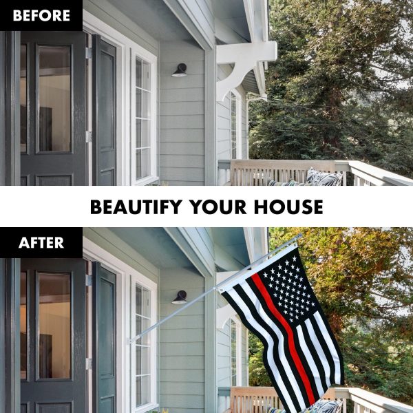 G128 - 6 Feet Tangle Free Spinning Flagpole (Silver) Thin Red Line Flag Brass Grommets Spun Polyester 3x5 ft (Flag Included) Aluminum Flag Pole - Image 3