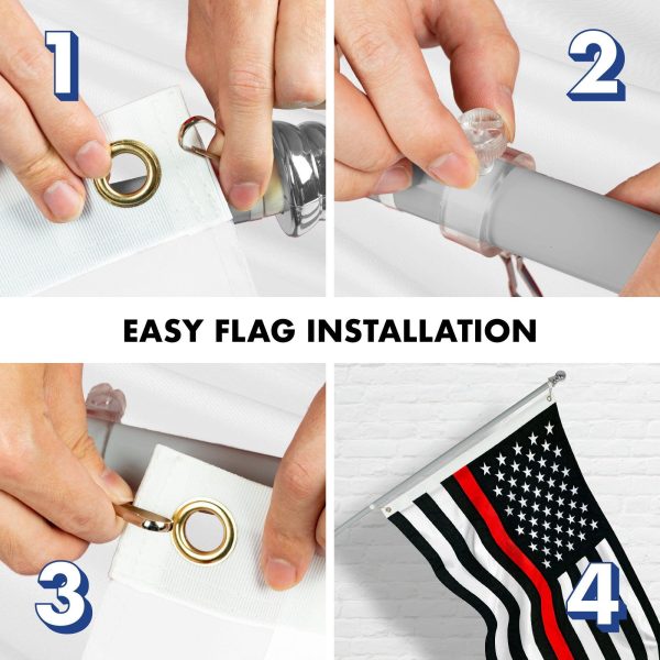 G128 - 6 Feet Tangle Free Spinning Flagpole (Silver) Thin Red Line Flag Brass Grommets Spun Polyester 3x5 ft (Flag Included) Aluminum Flag Pole - Image 7
