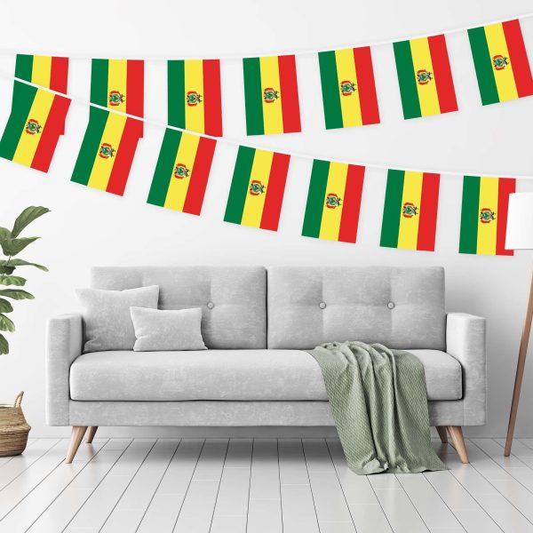 G128 Bolivia Bolivian Bunting Banner | Flag 8.2 x 5.5 Inch, Full String 33 Feet | Printed 150D Polyester, Decorations For Bar, School, Festival Events Celebration - Image 2