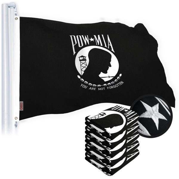 G128 POW MIA Flag 4x6 FT 5-Pack Embroidered Spun Polyester