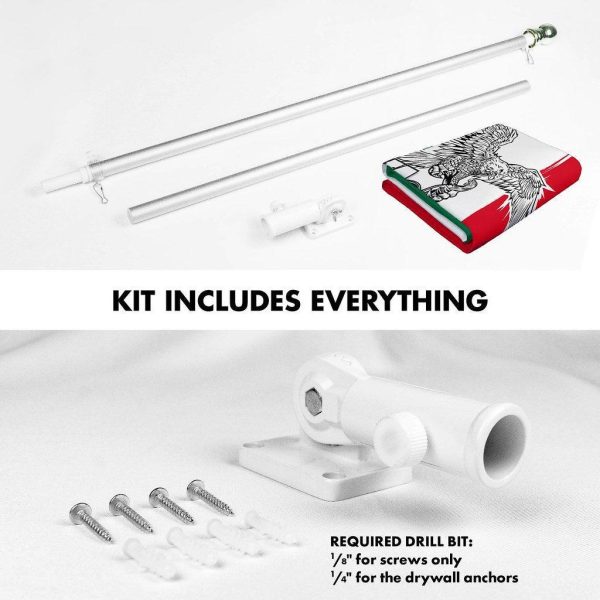 G128 Combo Pack: 6 Ft Tangle Free Spinning Flagpole (Silver) & Mexico Viva Mexico Flag 3x5 Ft Printed 150D Polyester, Brass Grommets (Flag Included) Aluminum Flag Pole - Image 2