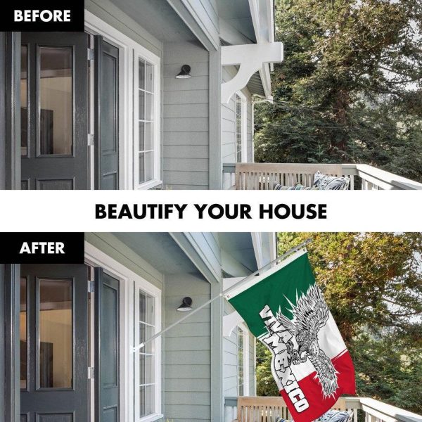 G128 Combo Pack: 6 Ft Tangle Free Spinning Flagpole (Silver) & Mexico Viva Mexico Flag 3x5 Ft Printed 150D Polyester, Brass Grommets (Flag Included) Aluminum Flag Pole - Image 3