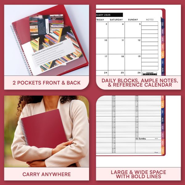 2025 Appointment Book & Planner   8.5 x 11 inches Large Tabbed Daily Hourly Weekly Planner Calendar & Schedule Book 15 Minute time Slots Business & Personal Planner Jan 2025  Dec 2025  Marron - Image 2
