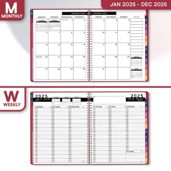 2025 Appointment Book & Planner   8.5 x 11 inches Large Tabbed Daily Hourly Weekly Planner Calendar & Schedule Book 15 Minute time Slots Business & Personal Planner Jan 2025  Dec 2025  Marron - Image 5