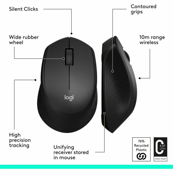 Logitech M330 SILENT PLUS Wireless Mouse, 2.4GHz with USB Receiver, Optical Tracking, Quiet & Lightweight, Black - Image 7