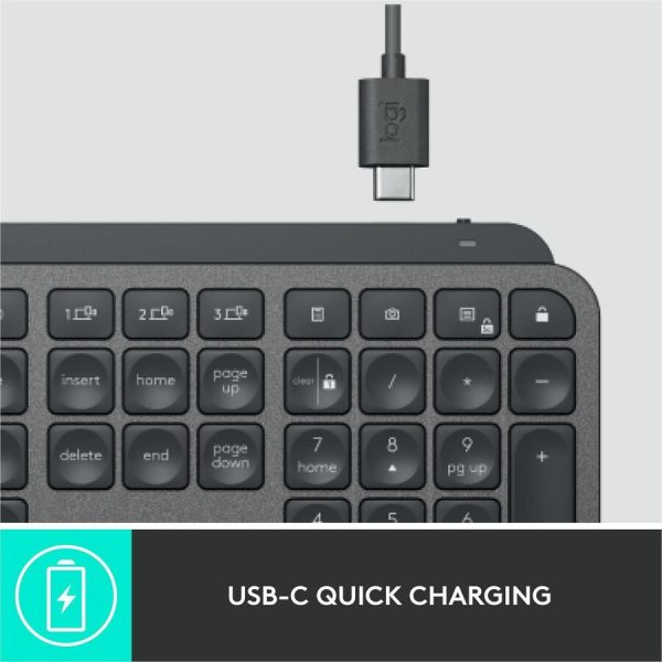 Logitech MX Keys Wireless Illuminated Keyboard for Business, Quiet Perfect-Stroke Keys, Logi Bolt Technology - Graphite - Image 8