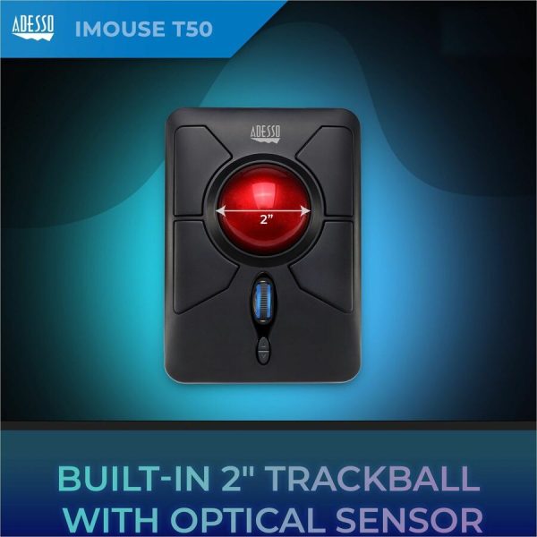 Adesso iMouse T50 - Wireless Programmable Ergonomic Trackball Mouse - Image 9