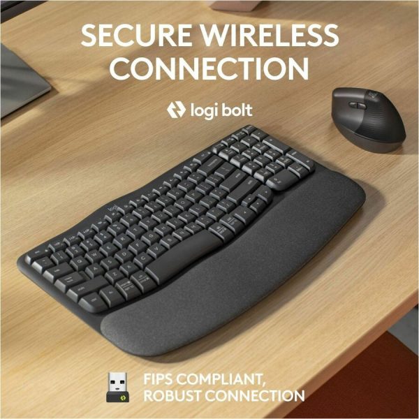 Logitech Wave Keys for Business, Wireless Ergonomic Keyboard with Cushioned Palm Rest, Logi Bolt, Graphite - Image 5