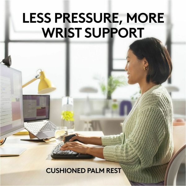 Logitech Wave Keys for Business, Wireless Ergonomic Keyboard with Cushioned Palm Rest, Logi Bolt, Graphite - Image 8