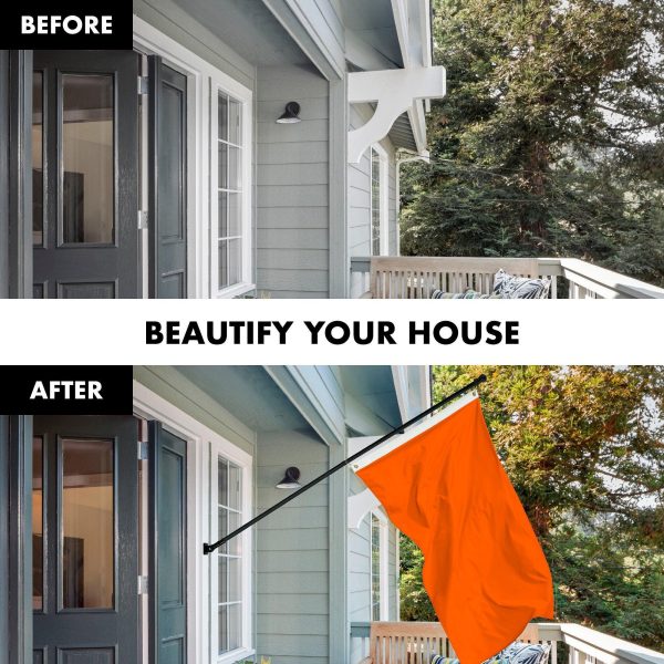 G128 Combo Pack: 5 Ft Tangle Free Aluminum Spinning Flagpole (Black) & Solid Orange Color Flag 2x3 Ft, LiteWeave Pro Series Printed 150D Polyester | Pole with Flag Included - Image 3
