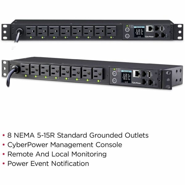 CyberPower PDU81001 100 - 120 VAC 15A Switched Metered-by-Outlet PDU - Image 2