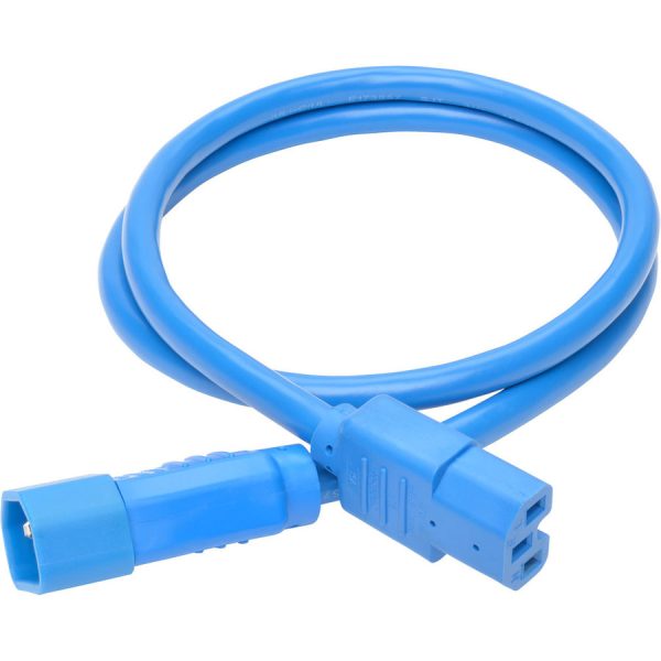 Eaton Tripp Lite Series Power Cord C14 to C15 - Heavy-Duty, 15A, 250V, 14 AWG, 3 ft. (0.91 m), Blue - Image 2