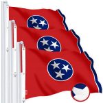 G128 3 Pack: Tennessee TN State Flag | 5x8 Ft | StormFlyer Series Embroidered 220GSM Spun Polyester | Embroidered Design, Indoor/Outdoor, Brass Grommets, Heavy Duty, All Weather