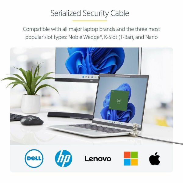 StarTech.com 25-Pack Universal Laptop Lock 6.6ft, Serialized Combo Security Cable For Notebook, Compatible w/Noble Wedge®/Nano/K-Slot - Image 2