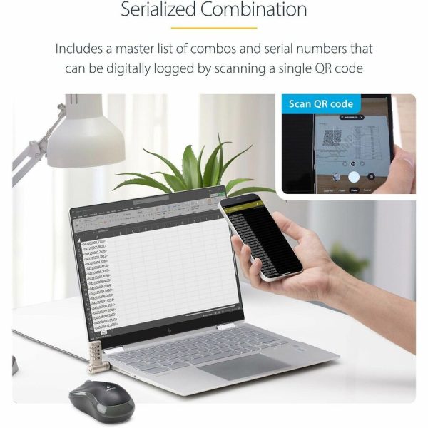 StarTech.com 25-Pack Universal Laptop Lock 6.6ft, Serialized Combo Security Cable For Notebook, Compatible w/Noble Wedge®/Nano/K-Slot - Image 3