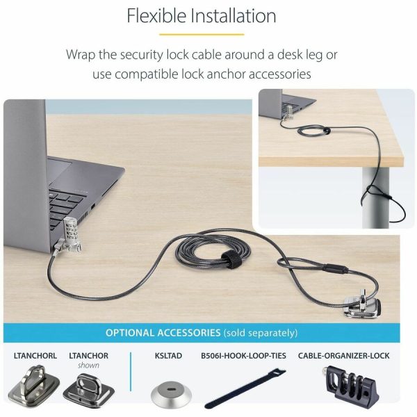 StarTech.com 25-Pack Universal Laptop Lock 6.6ft, Serialized Combo Security Cable For Notebook, Compatible w/Noble Wedge®/Nano/K-Slot - Image 6
