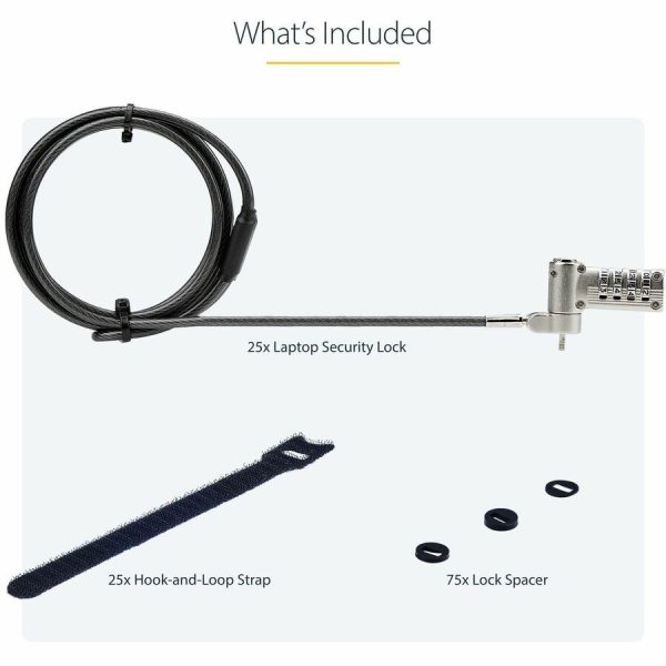 StarTech.com 25-Pack Universal Laptop Lock 6.6ft, Serialized Combo Security Cable For Notebook, Compatible w/Noble Wedge®/Nano/K-Slot - Image 8