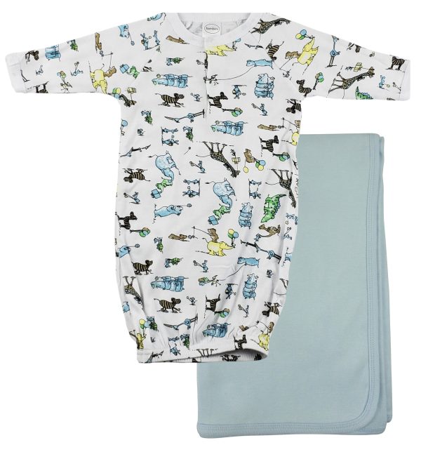 Print Infant Gown And Recieving Blanket Cs_0094