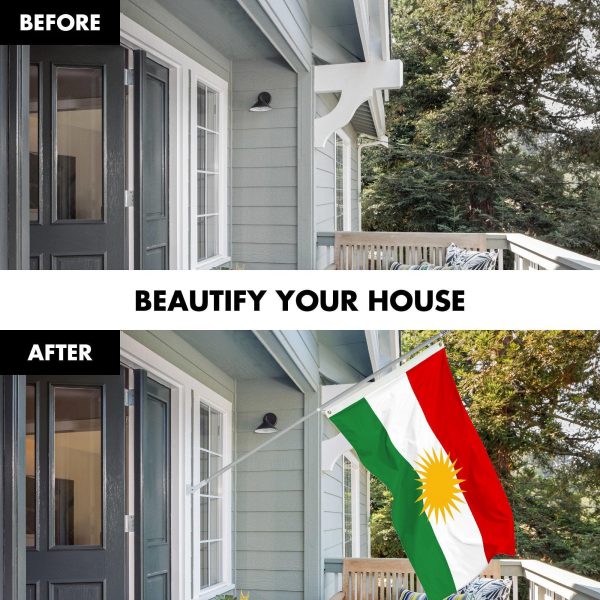 G128 Combo Pack: 6 Ft Tangle Free Aluminum Spinning Flagpole (Silver) & Kurdistan Region Flag 3x5 Ft, LiteWeave Pro Series Printed 150D Polyester | Pole with Flag Included - Image 3