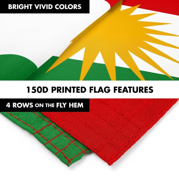G128 Combo Pack: 6 Ft Tangle Free Aluminum Spinning Flagpole (Silver) & Kurdistan Region Flag 3x5 Ft, LiteWeave Pro Series Printed 150D Polyester | Pole with Flag Included - Image 5