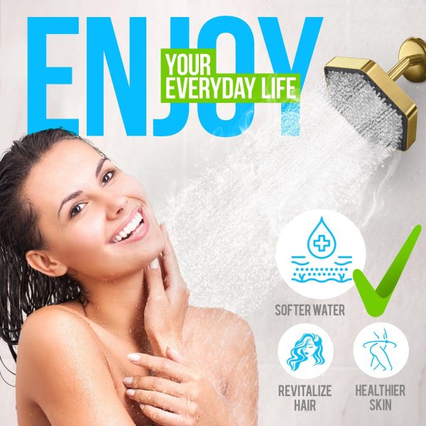 Luxury Filtered Shower Head   High Pressure Rain Showerhead with Filter for Chlorine Rust Sediments   Water Filter Shower Head with Vitamin C E A   SPA Effect (Patent Pending) (Golden) - Image 3