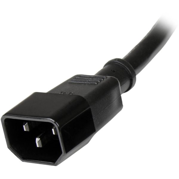 StarTech.com 6ft (1.8m) Heavy Duty Extension Cord, IEC C14 to IEC C13 Black Extension Cord, 15A 125V, 14AWG, Heavy Gauge Power Cable - Image 3