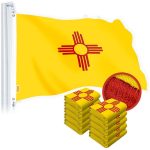 G128 10 Pack: New Mexico NM State Flag | 3x5 Ft | Embroidered 220GSM SPUN POLYESTER - Embroidered Stars, Sewn Stripes, Brass Grommets, Indoor/Outdoor, Vibrant Colors, Heavy Duty SPUN POLYESTER