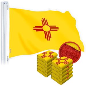 G128 10 Pack: New Mexico NM State Flag | 3x5 Ft | Embroidered 220GSM SPUN POLYESTER - Embroidered Stars, Sewn Stripes, Brass Grommets, Indoor/Outdoor, Vibrant Colors, Heavy Duty SPUN POLYESTER