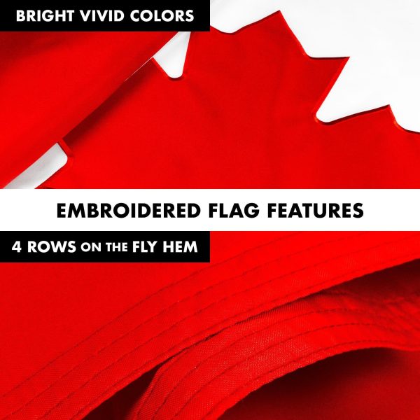 G128 Combo Pack: 5 Ft Tangle Free Aluminum Spinning Flagpole (Silver) & Canada Canadian Flag 2.5x4 Ft, Double ToughWeave Series Double Sided Embroidered 210D Polyester | Pole with Flag Included - Image 5