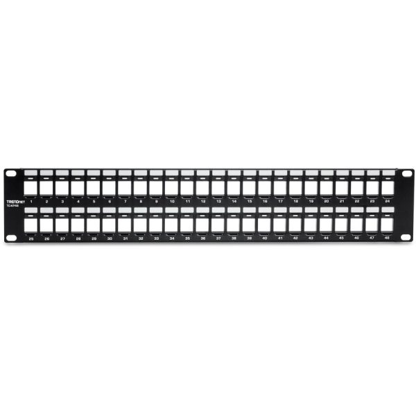 TRENDnet 48-Port Blank Keystone 2U HD Patch Panel, 2U 19" Rackmount Housing, HD Keystone Network Patch Panel, Recommended With TC-K25C6 & TC-K50C6 Cat6 Keystone Jacks (Sold Separately), Black, TC-KP48 - Image 2