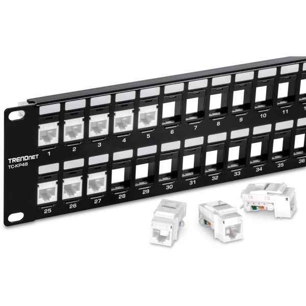 TRENDnet 48-Port Blank Keystone 2U HD Patch Panel, 2U 19" Rackmount Housing, HD Keystone Network Patch Panel, Recommended With TC-K25C6 & TC-K50C6 Cat6 Keystone Jacks (Sold Separately), Black, TC-KP48 - Image 4