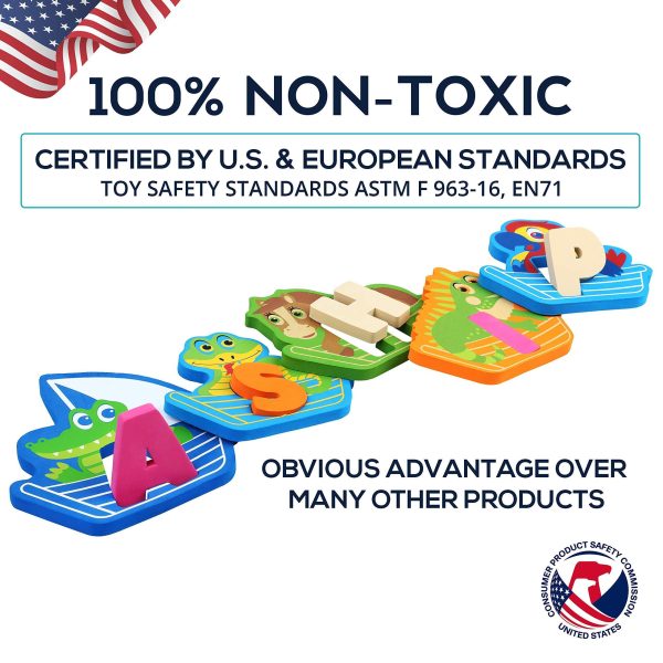Non Toxic Foam Bath Toys for Boys Girls   Wet & Stick   Bathtub Alphabet with Toy Organizer   Educational Floating Toys Early Learning Puzzles   Fun Letters Animals Colors   Set of 52 Pcs with eBook - Image 3