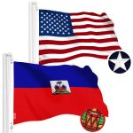 G128 Combo Pack: American USA Flag 2x3 Ft & Haiti Flag 2x3 Ft, Both Embroidered SPUN Polyester, Indoor/Outdoor, Brass Grommets